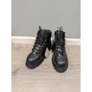 Red Wing Boots Mens Sz 8 Black Leather 971 Work Motorcycle Steel Toe Vibram FLAW